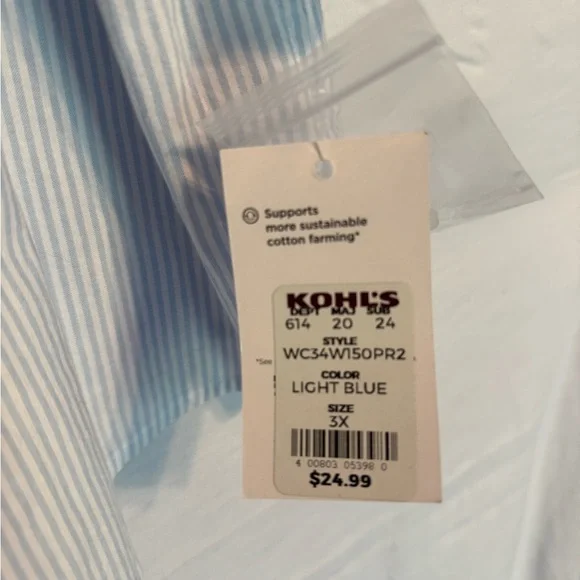 Oversized Light Blue and White Striped Button-Down Shirt - Picture 3 of 7